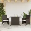Image de vidaXL Ensemble de bistro 3 pcs avec coussins marron résine tressée