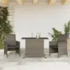 Image de vidaXL Ensemble de bistro 3 pcs avec coussins gris résine tressée