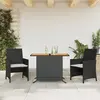 Image de vidaXL Ensemble de bistro 3 pcs avec coussins noir résine tressée