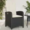 Image de vidaXL Chaise inclinable de jardin avec coussins noir résine tressée
