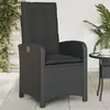 Image de vidaXL Chaise inclinable de jardin avec coussins noir résine tressée