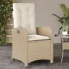 Image de vidaXL Chaise inclinable de jardin avec coussins beige résine tressée