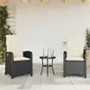 Image de vidaXL Chaises inclinables de jardin lot de 2 et coussins noir rotin