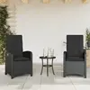 Image de vidaXL Chaises inclinables de jardin lot de 2 et coussins noir rotin