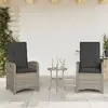 Image de vidaXL Chaises inclinables de jardin lot de 2 et coussins gris rotin