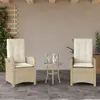 Image de vidaXL Chaises inclinables de jardin lot de 2 et coussins beige rotin