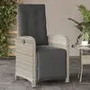 Image de vidaXL Chaise inclinable de jardin avec repose-pied gris clair rotin