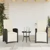 Image de vidaXL Chaises inclinables de jardin lot de 2 repose-pied noir rotin