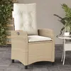 Image de vidaXL Chaise inclinable de jardin avec coussins beige résine tressée