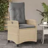 Image de vidaXL Chaise inclinable de jardin coussins mélange beige poly rotin