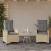 Image de vidaXL Chaises inclinables jardin lot de 2 et coussins résine tressée