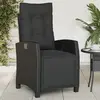 Image de vidaXL Chaise inclinable de jardin et repose-pied noir résine tressée
