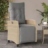 Image de vidaXL Chaise inclinable de jardin et repose-pied mélange beige rotin