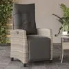 Image de vidaXL Chaise inclinable de jardin avec repose-pied gris clair rotin