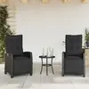 Image de vidaXL Chaises inclinables de jardin lot de 2 repose-pied noir rotin