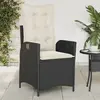 Image de vidaXL Chaise inclinable de jardin avec coussins noir résine tressée