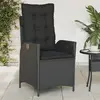 Image de vidaXL Chaise inclinable de jardin avec coussins noir résine tressée