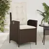 Image de vidaXL Chaise inclinable de jardin avec coussins marron résine tressée