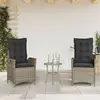 Image de vidaXL Chaises inclinables de jardin lot de 2 et coussins gris rotin