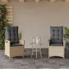 Image de vidaXL Chaises inclinables jardin lot de 2 et coussins résine tressée