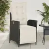 Image de vidaXL Chaise inclinable de jardin et repose-pied noir résine tressée