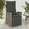Image de vidaXL Chaise inclinable de jardin et repose-pied gris résine tressée