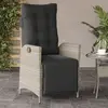 Image de vidaXL Chaise inclinable de jardin avec repose-pied gris clair rotin