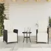 Image de vidaXL Chaises inclinables de jardin lot de 2 repose-pied noir rotin