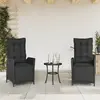Image de vidaXL Chaises inclinables de jardin lot de 2 repose-pied noir rotin
