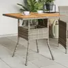 Image de vidaXL Table de jardin et dessus en bois d'acacia gris résine tressée