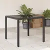 Image de vidaXL Table de jardin dessus en verre Noir 90x90x75 cm Résine tressée