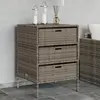 Image de vidaXL Armoire de rangement de jardin et 3 tiroirs gris résine tressée