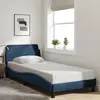 Image de vidaXL Cadre de lit avec tête de lit Dover bleu 90x190 cm tissu