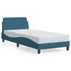 Image de vidaXL Cadre de lit avec tête de lit Dover bleu 90x190 cm velours