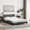 Image de vidaXL Cadre de lit Dover gris foncé 140x190 cm tissu