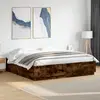 Image de vidaXL Cadre de lit avec LED sans matelas chêne fumé 200x200 cm