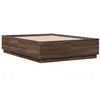 Image de vidaXL Cadre de lit avec LED sans matelas chêne marron 135x190 cm