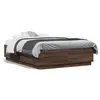 Image de vidaXL Cadre de lit avec LED sans matelas chêne marron 135x190 cm
