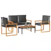 Image de vidaXL Salon de jardin 4 pcs avec coussins Noir Résine tressée