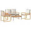 Image de vidaXL Salon de jardin avec coussins 4pcs mélange beige résine tressée