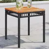 Image de vidaXL Table de jardin noir 38x38x42 cm résine tressée et bois acacia