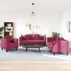 Image de vidaXL Ensemble de canapés 3 pcs avec coussins rouge bordeaux velours