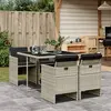 Image de vidaXL Ensemble à manger de jardin et coussins 5 pcs gris clair rotin