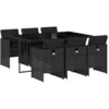 Image de vidaXL Ensemble à manger de jardin coussins 7pcs Noir Résine tressée