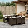 Image de vidaXL Ensemble à manger de jardin et coussins 7 pcs marron rotin
