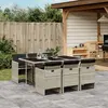 Image de vidaXL Ensemble à manger de jardin et coussins 7 pcs gris clair rotin