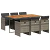 Image de vidaXL Ensemble à manger de jardin et coussins 7 pcs gris rotin