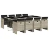 Image de vidaXL Ensemble à manger de jardin et coussins 9 pcs gris clair rotin