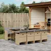 Image de vidaXL Ensemble à manger de jardin et coussins 9 pcs mélange beige