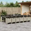 Image de vidaXL Ensemble à manger de jardin et coussins 13 pcs gris clair rotin